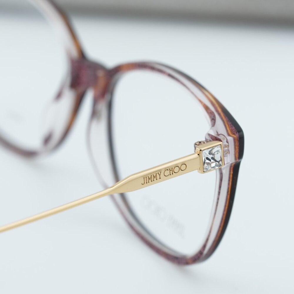 Jimmy Choo JC 302 00T4 00 Rectangle Eyeglasses - Havana Pink 55mm - Picture 5 of 10